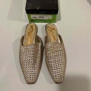 Sam Edelman Gold Woven Mules